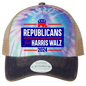 Republicans For Harris Walz Kamala Harris For President 2024 Legacy Tie Dye Trucker Hat