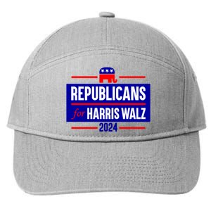 Republicans For Harris Walz Kamala Harris For President 2024 7-Panel Snapback Hat