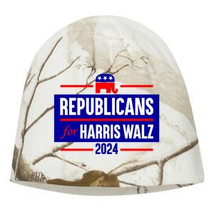 Republicans For Harris Walz Kamala Harris For President 2024 Kati - Camo Knit Beanie