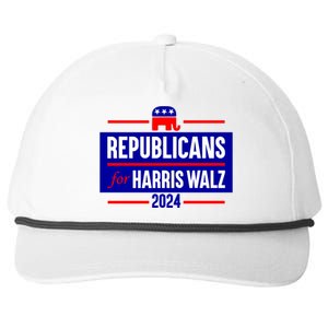 Republicans For Harris Walz Kamala Harris For President 2024 Snapback Five-Panel Rope Hat