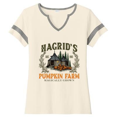 Retro Fall HagridS Pumpkin Farm Patch Autumn Pumpkin Garden Ladies Halftime Notch Neck Tee