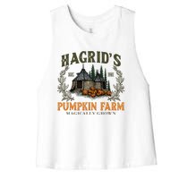 Retro Fall HagridS Pumpkin Farm Patch Autumn Pumpkin Garden Women's Racerback Cropped Tank