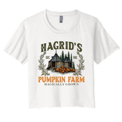 Retro Fall HagridS Pumpkin Farm Patch Autumn Pumpkin Garden Women's Crop Top Tee