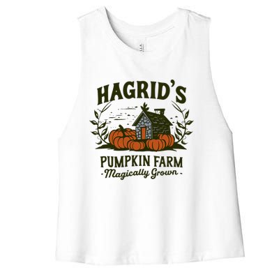 Retro Fall HagridS Pumpkin Farm Patch Autumn Pumpkin Garden Women's Racerback Cropped Tank