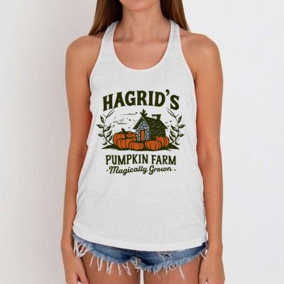 Retro Fall HagridS Pumpkin Farm Patch Autumn Pumpkin Garden Women's Knotted Racerback Tank