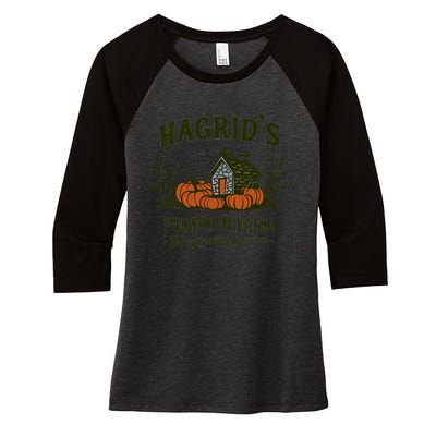 Retro Fall HagridS Pumpkin Farm Patch Autumn Pumpkin Garden Women's Tri-Blend 3/4-Sleeve Raglan Shirt