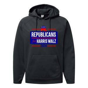 Republicans For Harris Walz Kamala Harris For President 2024 Performance Fleece Hoodie