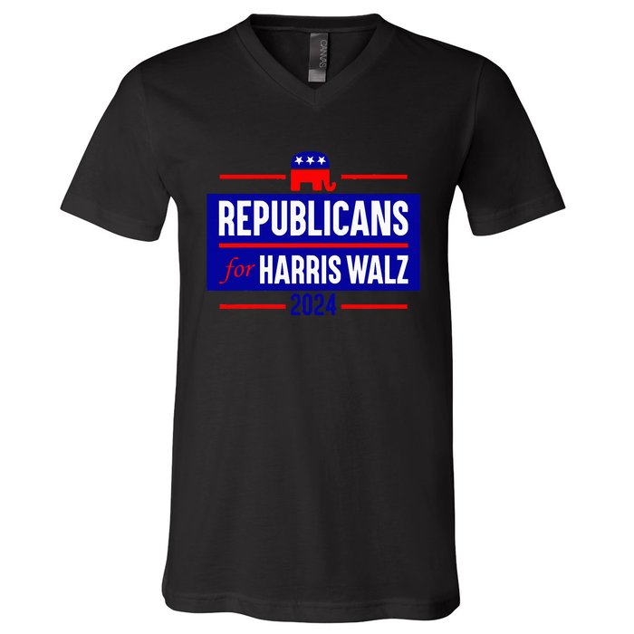 Republicans For Harris Walz Kamala Harris For President 2024 V-Neck T-Shirt