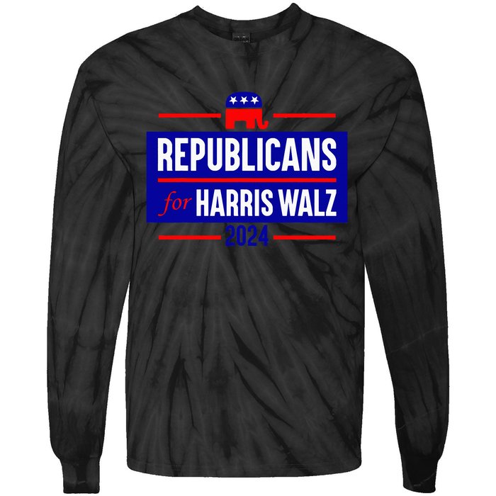 Republicans For Harris Walz Kamala Harris For President 2024 Tie-Dye Long Sleeve Shirt