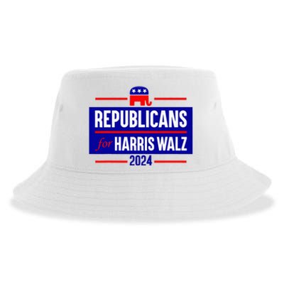 Republicans For Harris Walz Kamala Harris For President 2024 Sustainable Bucket Hat