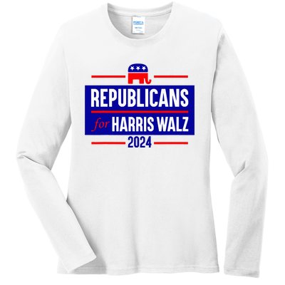 Republicans For Harris Walz Kamala Harris For President 2024 Ladies Long Sleeve Shirt