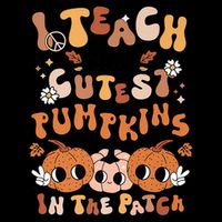 Retro Fall Halloween I Teach The Cutest Pumpkin In The Patch Gift 7-Panel Snapback Hat