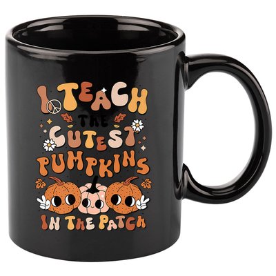 Retro Fall Halloween I Teach The Cutest Pumpkin In The Patch Gift 11oz C Handle Ceramic Mug