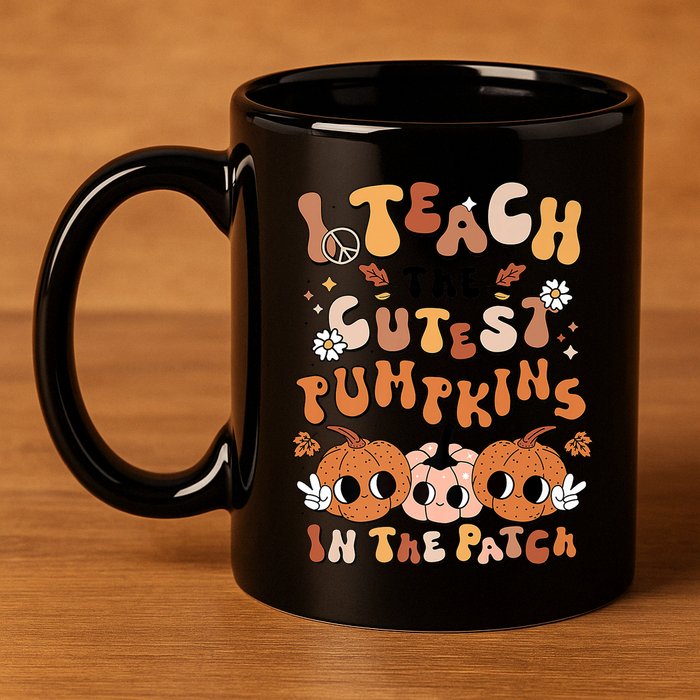 Retro Fall Halloween I Teach The Cutest Pumpkin In The Patch Gift 11oz C Handle Ceramic Mug