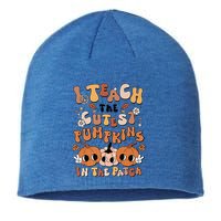 Retro Fall Halloween I Teach The Cutest Pumpkin In The Patch Gift Sustainable Beanie