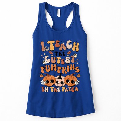 Retro Fall Halloween I Teach The Cutest Pumpkin In The Patch Gift Womens Tank Top