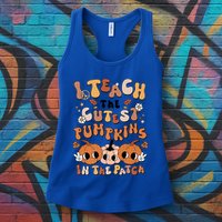 Retro Fall Halloween I Teach The Cutest Pumpkin In The Patch Gift Womens Tank Top