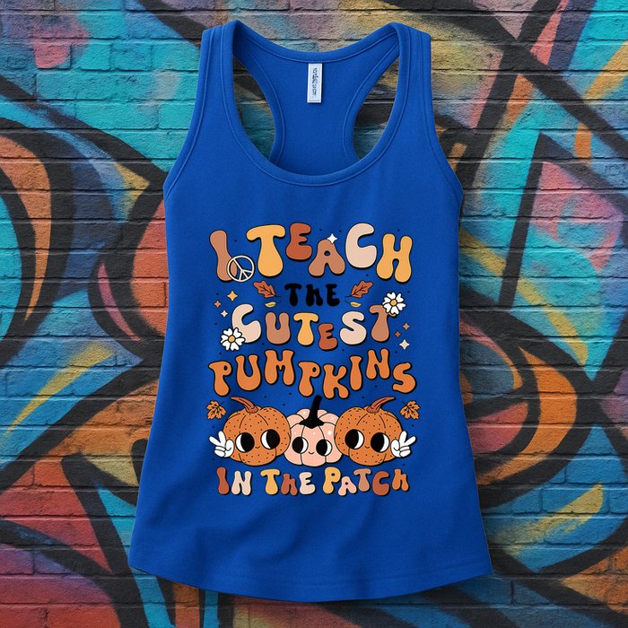 Retro Fall Halloween I Teach The Cutest Pumpkin In The Patch Gift Womens Tank Top