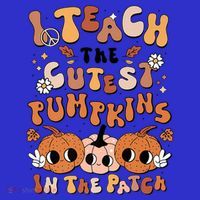 Retro Fall Halloween I Teach The Cutest Pumpkin In The Patch Gift Stripe Pom Pom Beanie