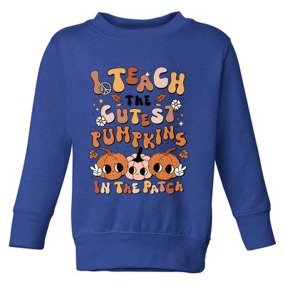 Retro Fall Halloween I Teach The Cutest Pumpkin In The Patch Gift Toddler Sweatshirt