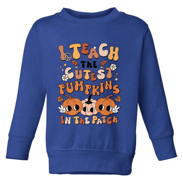 Retro Fall Halloween I Teach The Cutest Pumpkin In The Patch Gift Toddler Sweatshirt