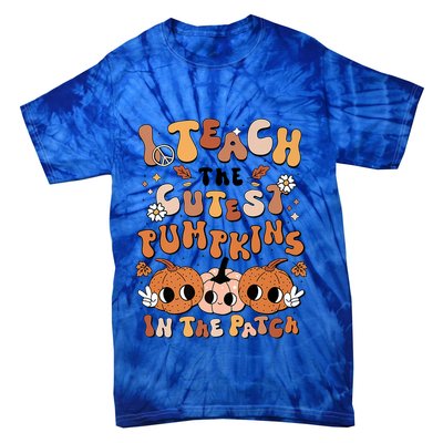 Retro Fall Halloween I Teach The Cutest Pumpkin In The Patch Gift Tie-Dye T-Shirt