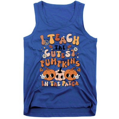 Retro Fall Halloween I Teach The Cutest Pumpkin In The Patch Gift Tank Top