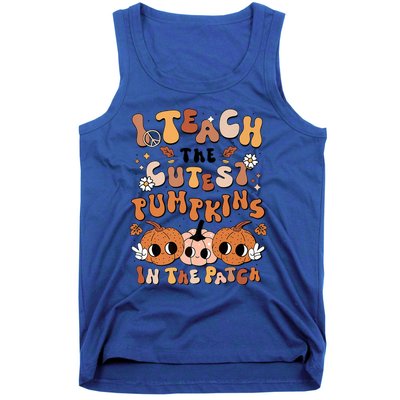 Retro Fall Halloween I Teach The Cutest Pumpkin In The Patch Gift Tank Top