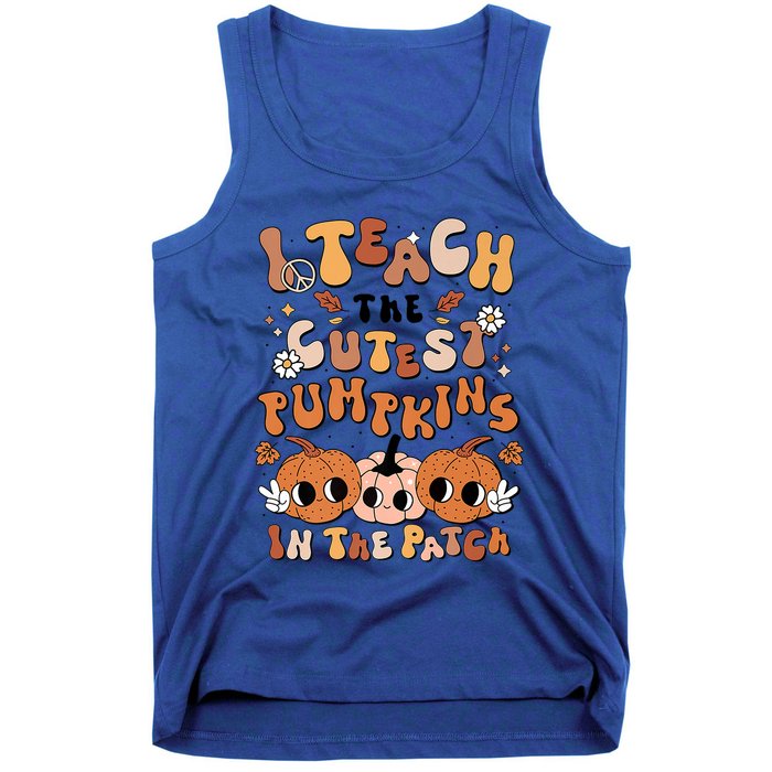 Retro Fall Halloween I Teach The Cutest Pumpkin In The Patch Gift Tank Top