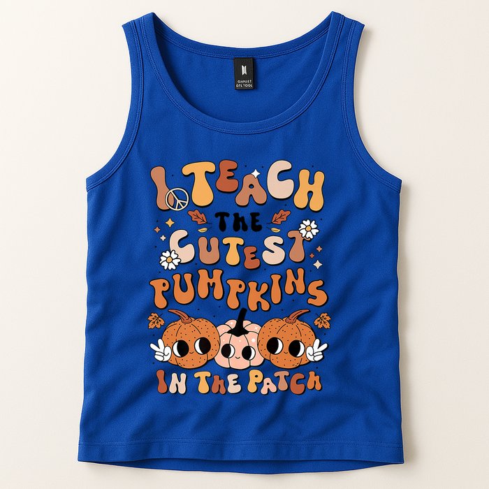 Retro Fall Halloween I Teach The Cutest Pumpkin In The Patch Gift Tank Top