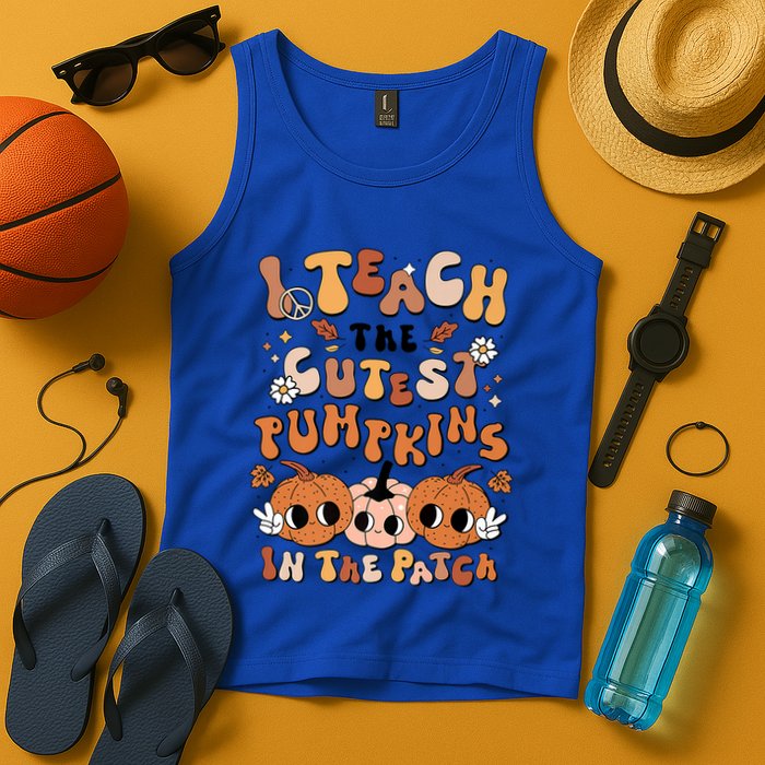 Retro Fall Halloween I Teach The Cutest Pumpkin In The Patch Gift Tank Top