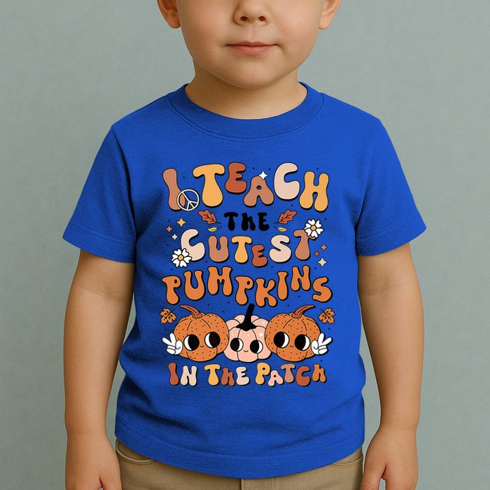 Retro Fall Halloween I Teach The Cutest Pumpkin In The Patch Gift Toddler T-Shirt