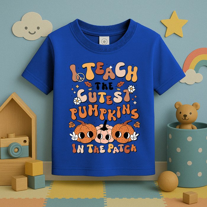 Retro Fall Halloween I Teach The Cutest Pumpkin In The Patch Gift Toddler T-Shirt