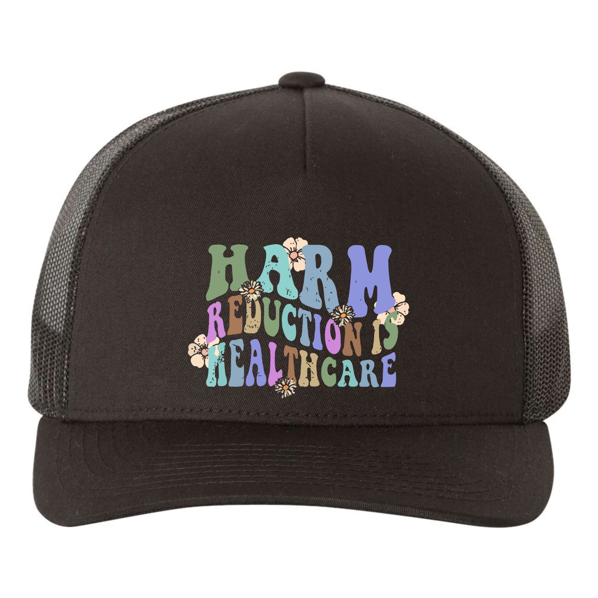 Retro Flower Harm Reduction Healthcare Overdose Awareness Yupoong Adult 5-Panel Trucker Hat