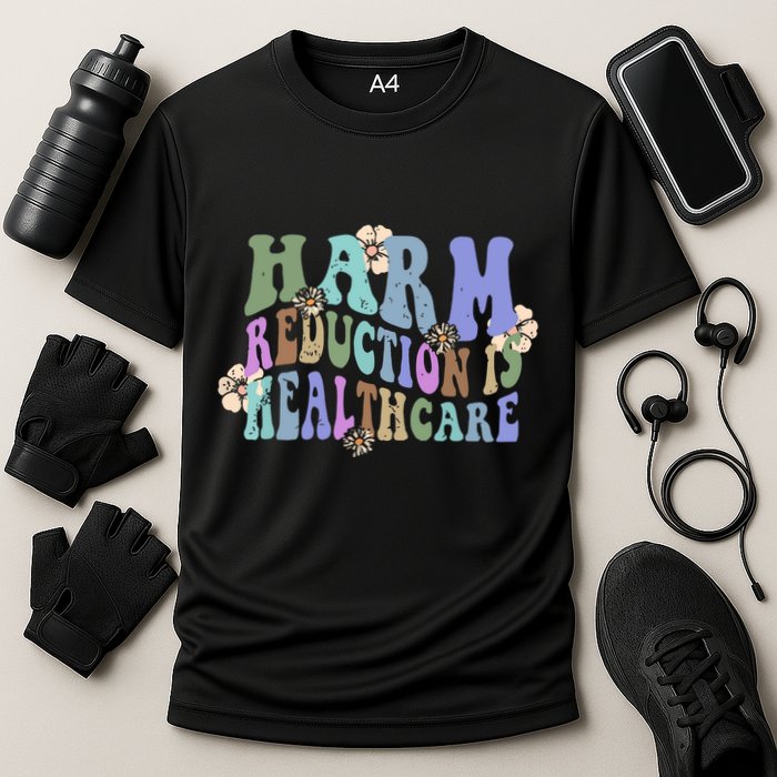 Retro Flower Harm Reduction Healthcare Overdose Awareness Cooling Performance Crew T-Shirt