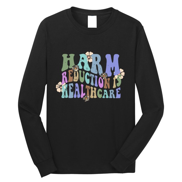Retro Flower Harm Reduction Healthcare Overdose Awareness Long Sleeve Shirt