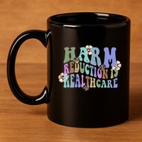 Retro Flower Harm Reduction Healthcare Overdose Awareness 11oz C Handle Ceramic Mug