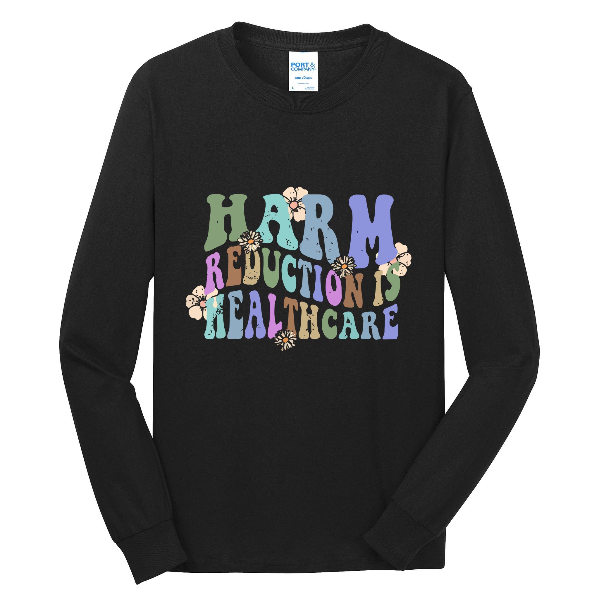 Retro Flower Harm Reduction Healthcare Overdose Awareness Tall Long Sleeve T-Shirt