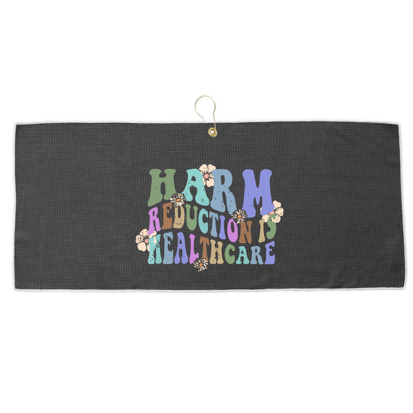 Retro Flower Harm Reduction Healthcare Overdose Awareness Large Microfiber Waffle Golf Towel