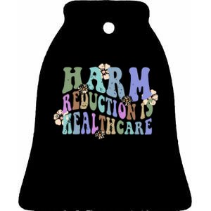 Retro Flower Harm Reduction Healthcare Overdose Awareness Ceramic Bell Ornament