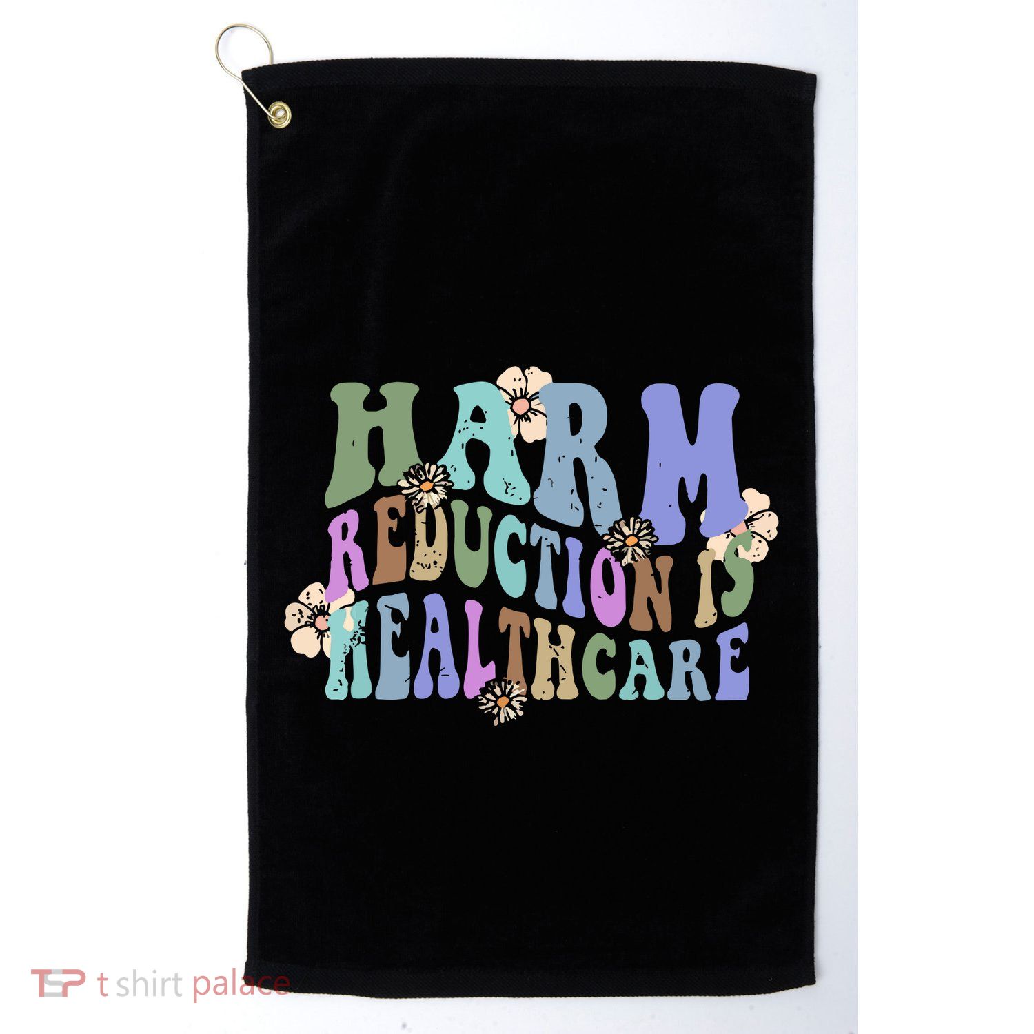 Retro Flower Harm Reduction Healthcare Overdose Awareness Golf Towel
