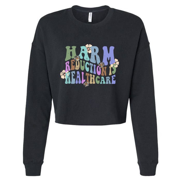 Retro Flower Harm Reduction Healthcare Overdose Awareness Cropped Pullover Crew