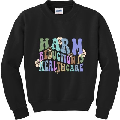 Retro Flower Harm Reduction Healthcare Overdose Awareness Kids Sweatshirt