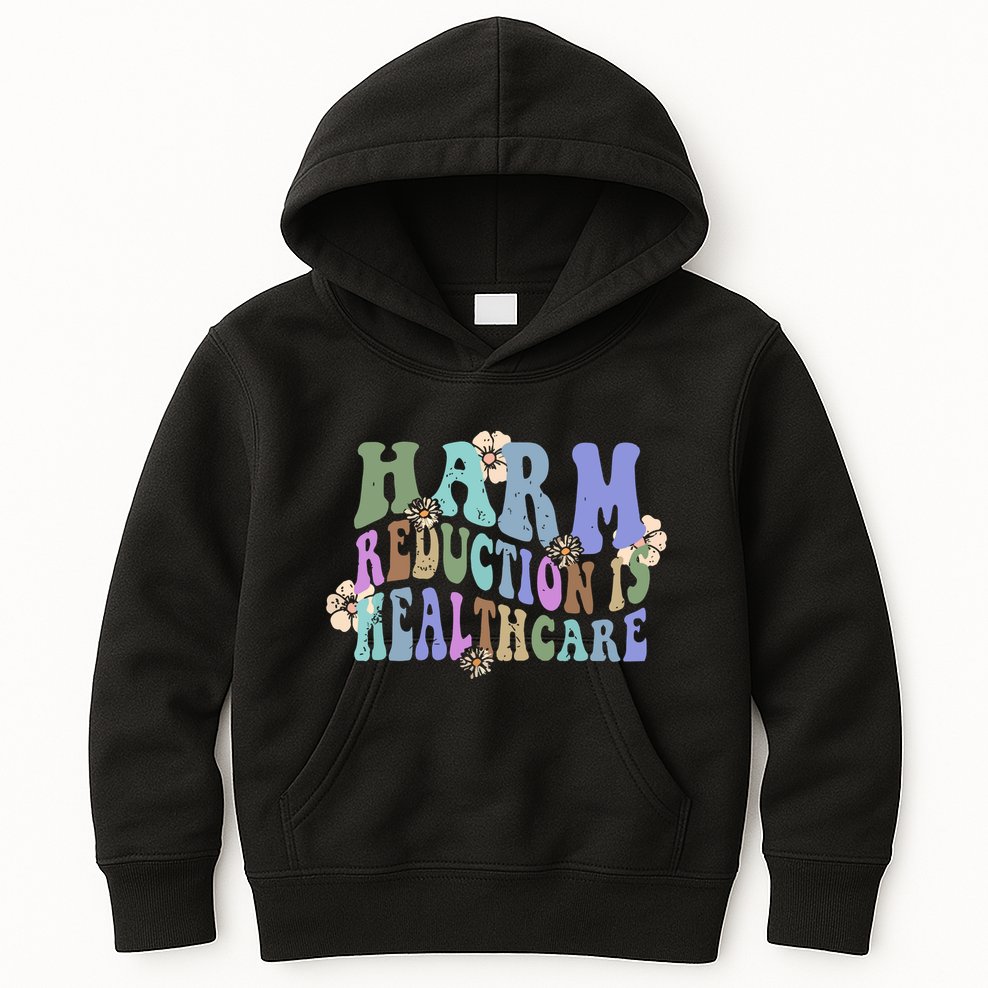 Retro Flower Harm Reduction Healthcare Overdose Awareness Kids Hoodie