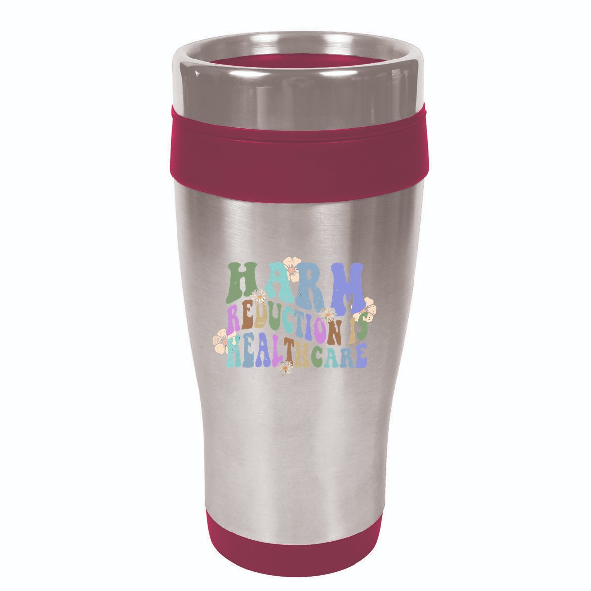Retro Flower Harm Reduction Healthcare Overdose Awareness 16oz Travel Tumbler