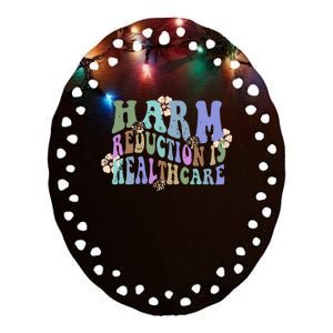 Retro Flower Harm Reduction Healthcare Overdose Awareness Ceramic Oval Ornament