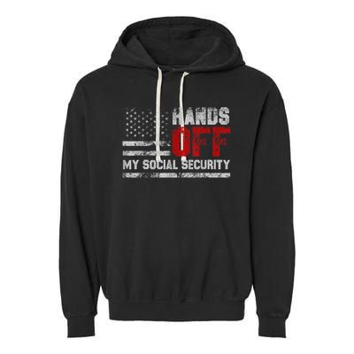 Retro Flag Hands Off My Social Security Protest Vintage Garment-Dyed Fleece Hoodie
