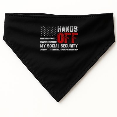 Retro Flag Hands Off My Social Security Protest Vintage USA-Made Doggie Bandana