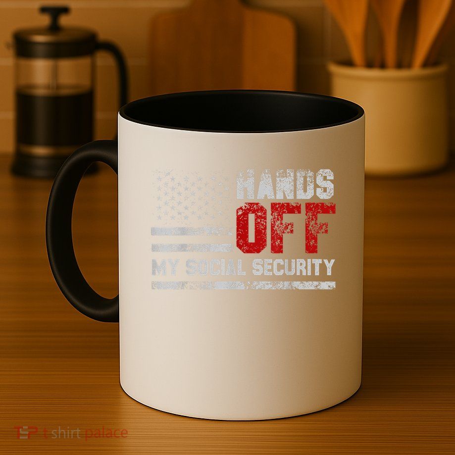 Retro Flag Hands Off My Social Security Protest Vintage Mug