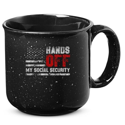 Retro Flag Hands Off My Social Security Protest Vintage 15oz Campfire Ceramic Mug
